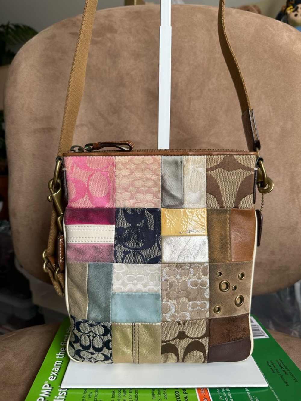 Coach Vintage Patchwork Leather Crossbody Bag in Multicolor Good Condition